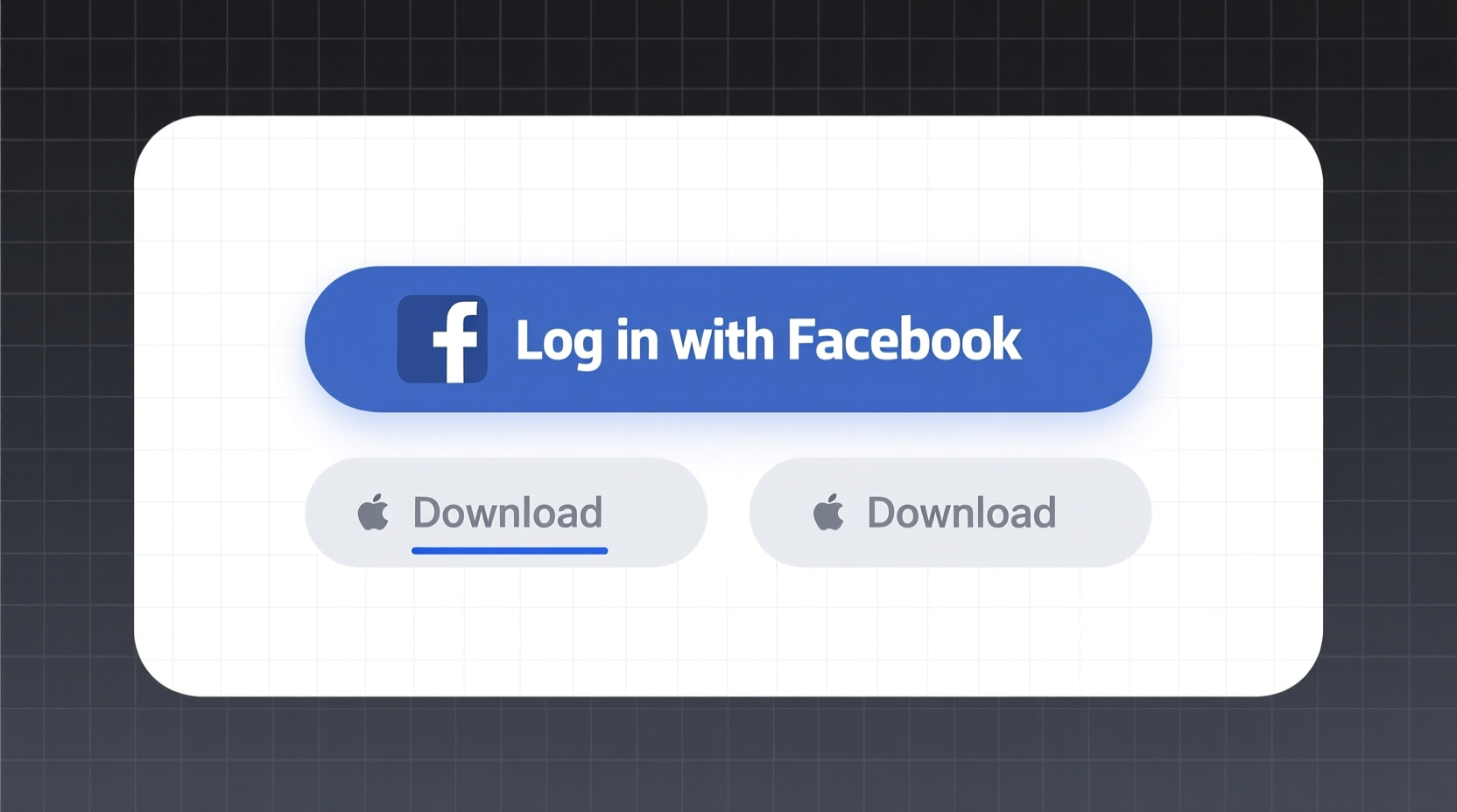text underlining download links and facebook logins