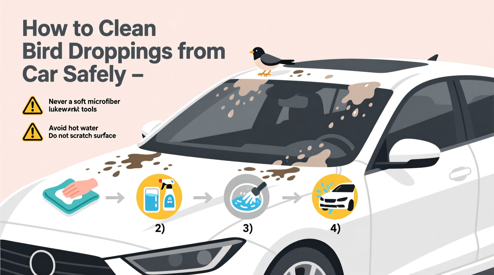how to clean bird droppings from car