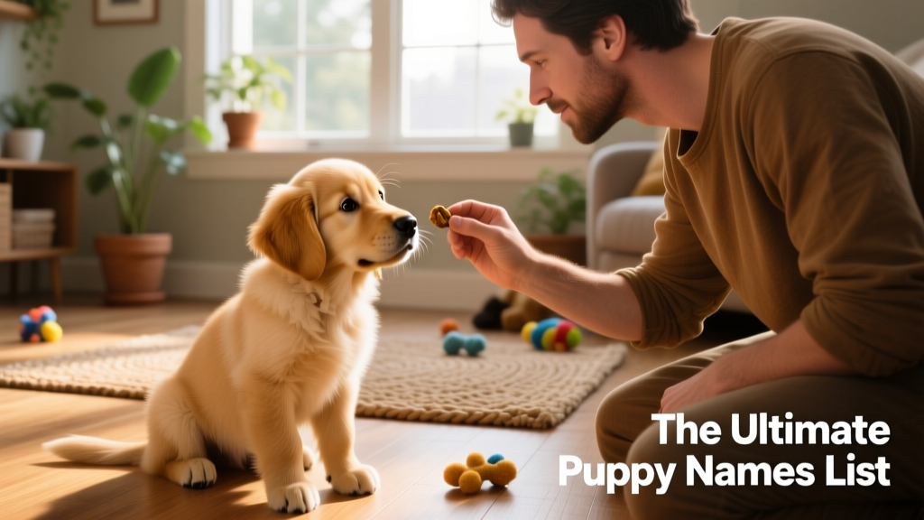 Puppy learning to focus on owner during training session