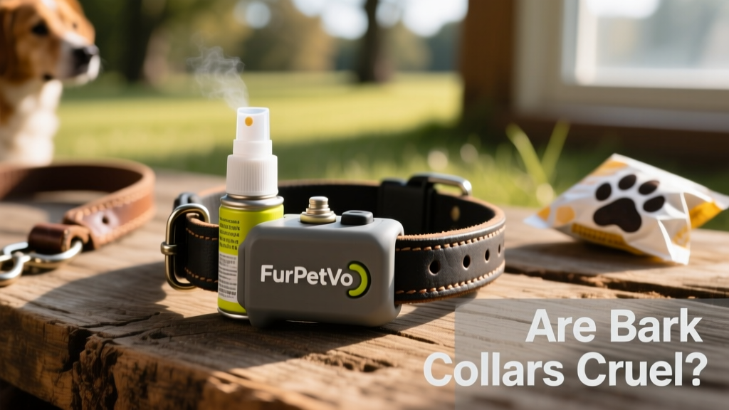 Close-up of a FurPetVo bark collar showing citronella spray mechanism
