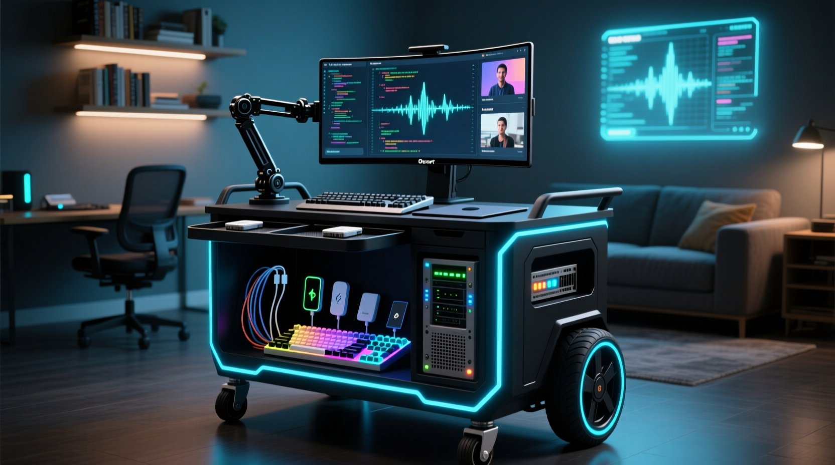 nerdcart a mobile workstation and media center