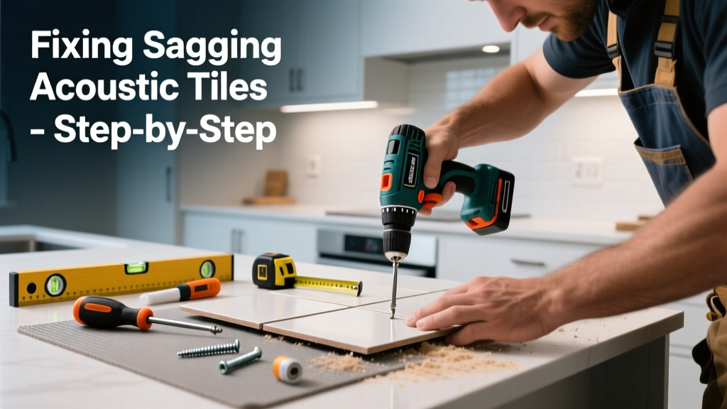 Fixing Sagging Acoustic Tiles in the Kitchen