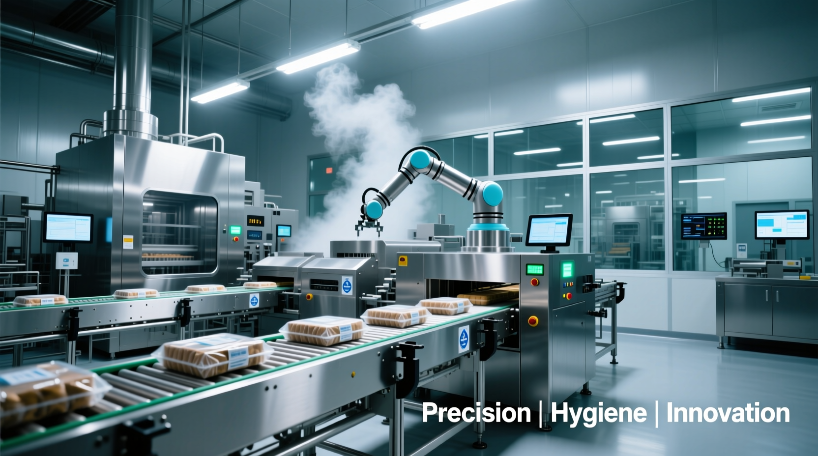 Food processing equipment in modern facility