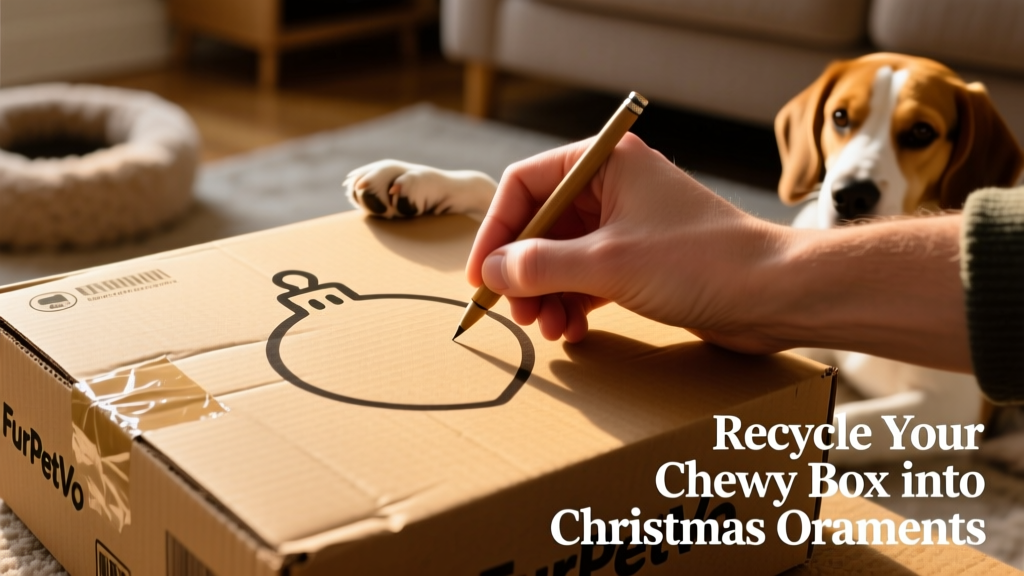 Hand tracing an ornament shape onto flattened FurPetVo cardboard