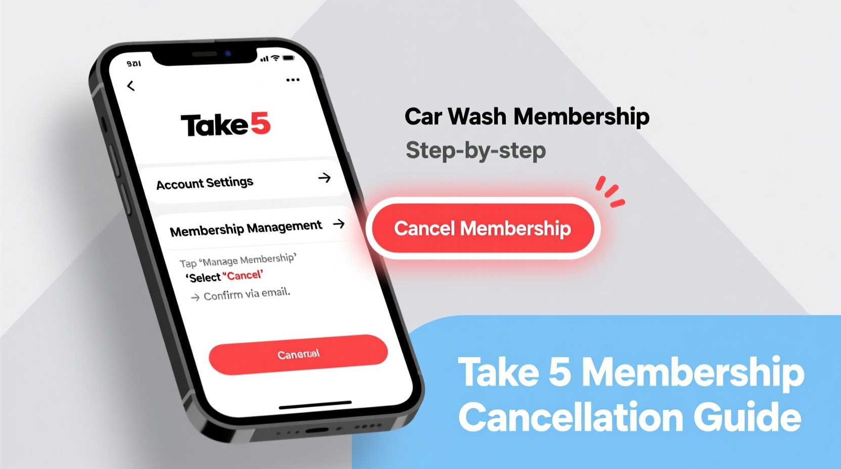 how to cancel take 5 car wash