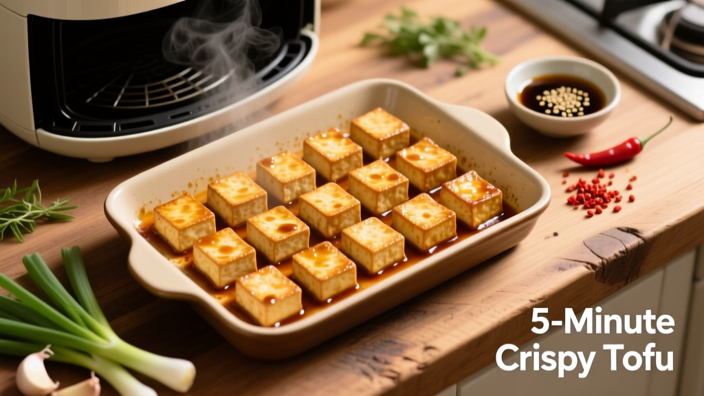 Crispy Marinated Tofu in Air Fryer (5-Min Prep!)