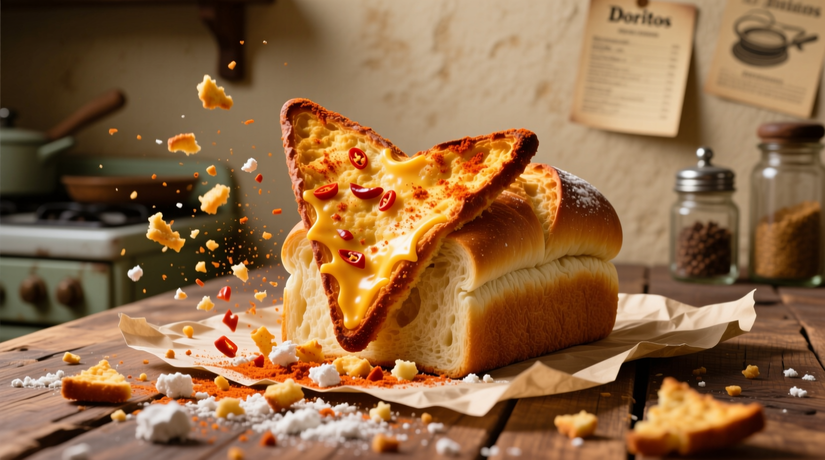 make dorito bread and make use of the crumbs at the bot