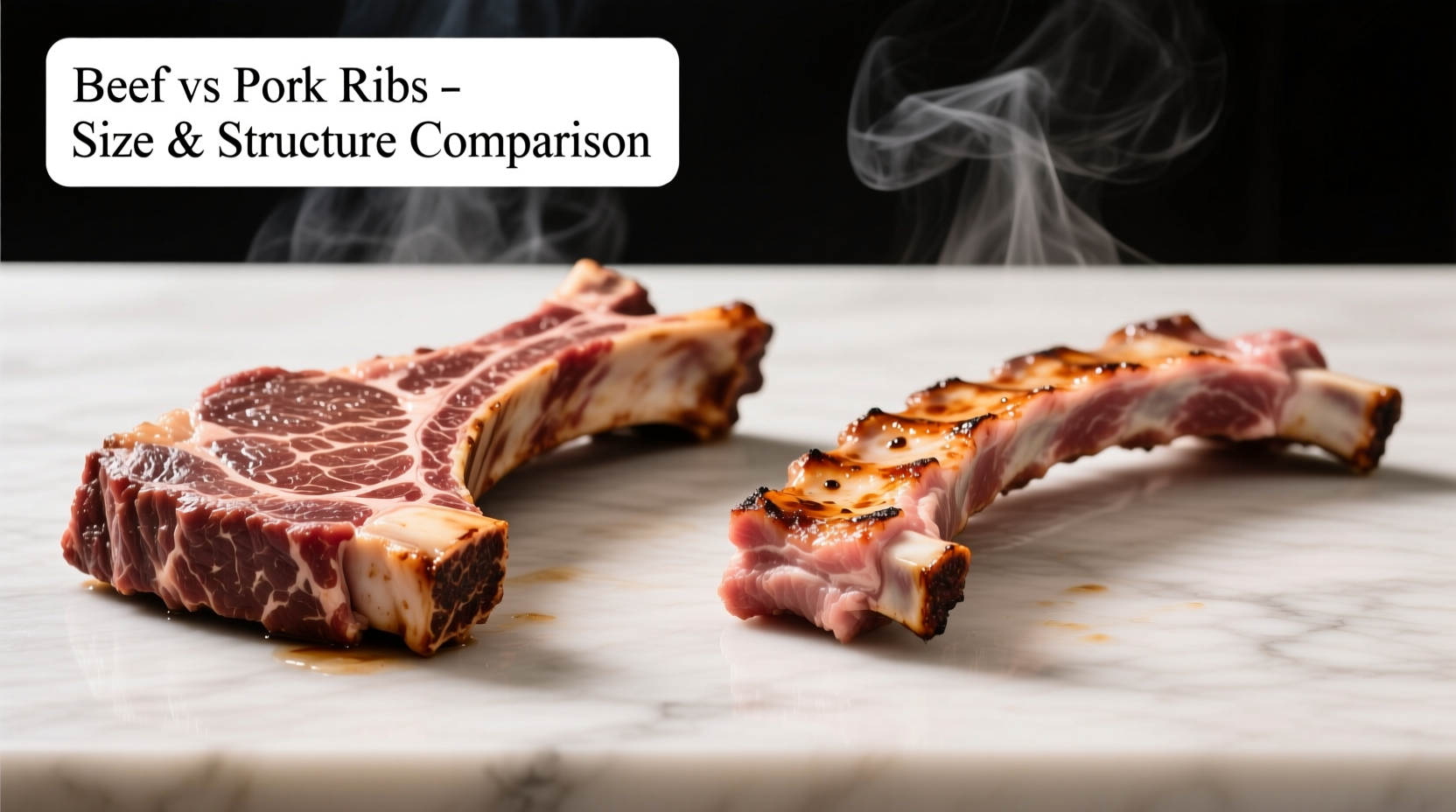 comparing the size of beef and pork ribs
