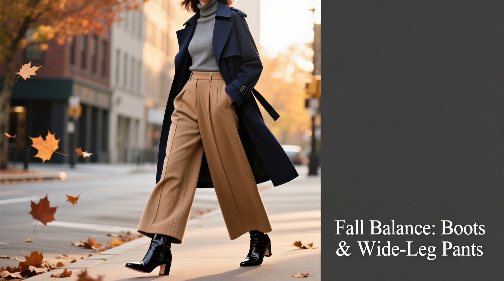 how to pair ankle boots with wide leg pants for a balanced fall look