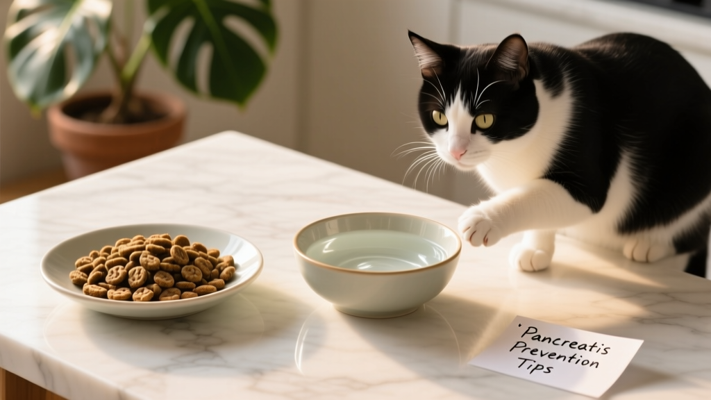 Side-by-side comparison of a balanced cat meal featuring FurPetVo kibble and fresh water