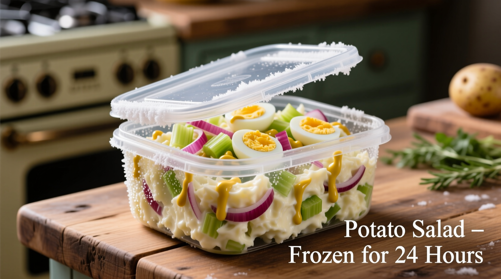 Potato salad in freezer container