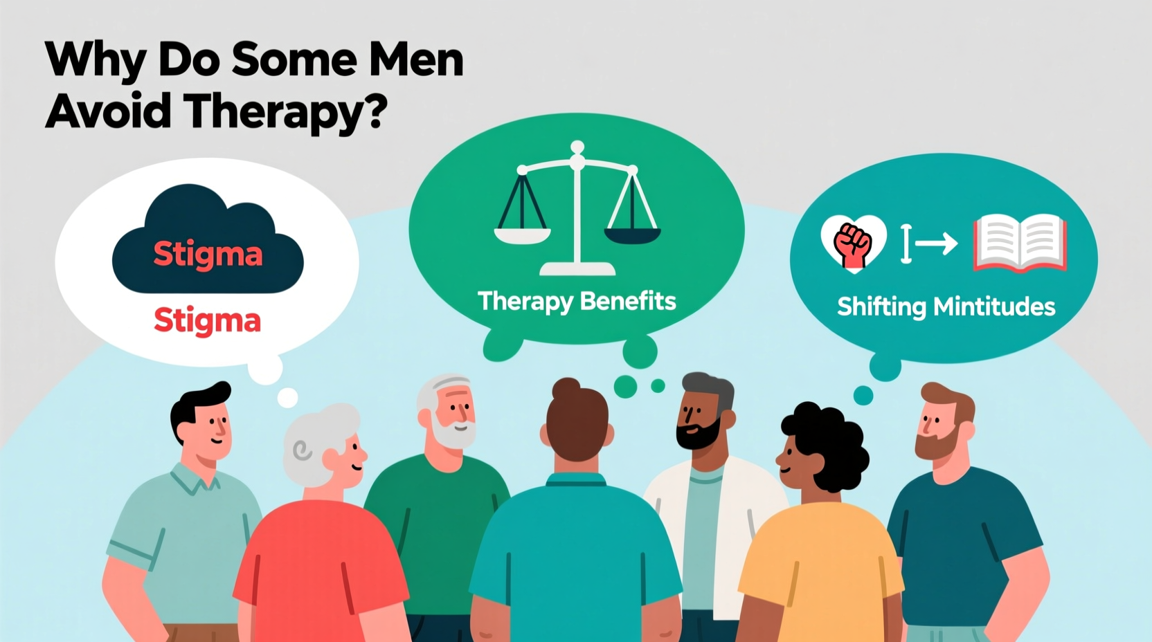 why do some men avoid therapy stigma benefits and changing attitudes