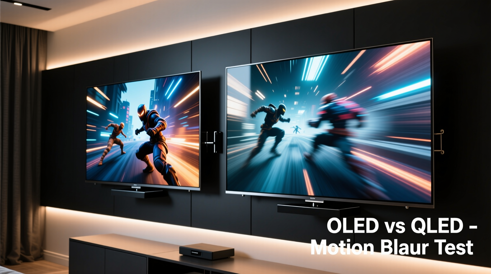 oled tv vs qled for gaming which has less motion blur in fast paced scenes