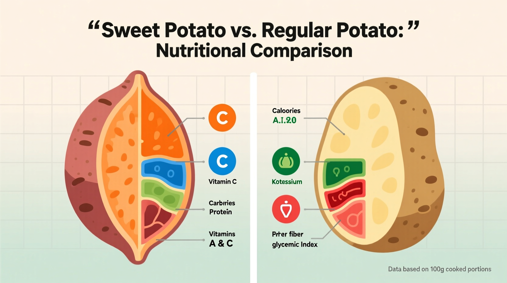 comparing nutritional values of sweet potatoes and regular potatoes