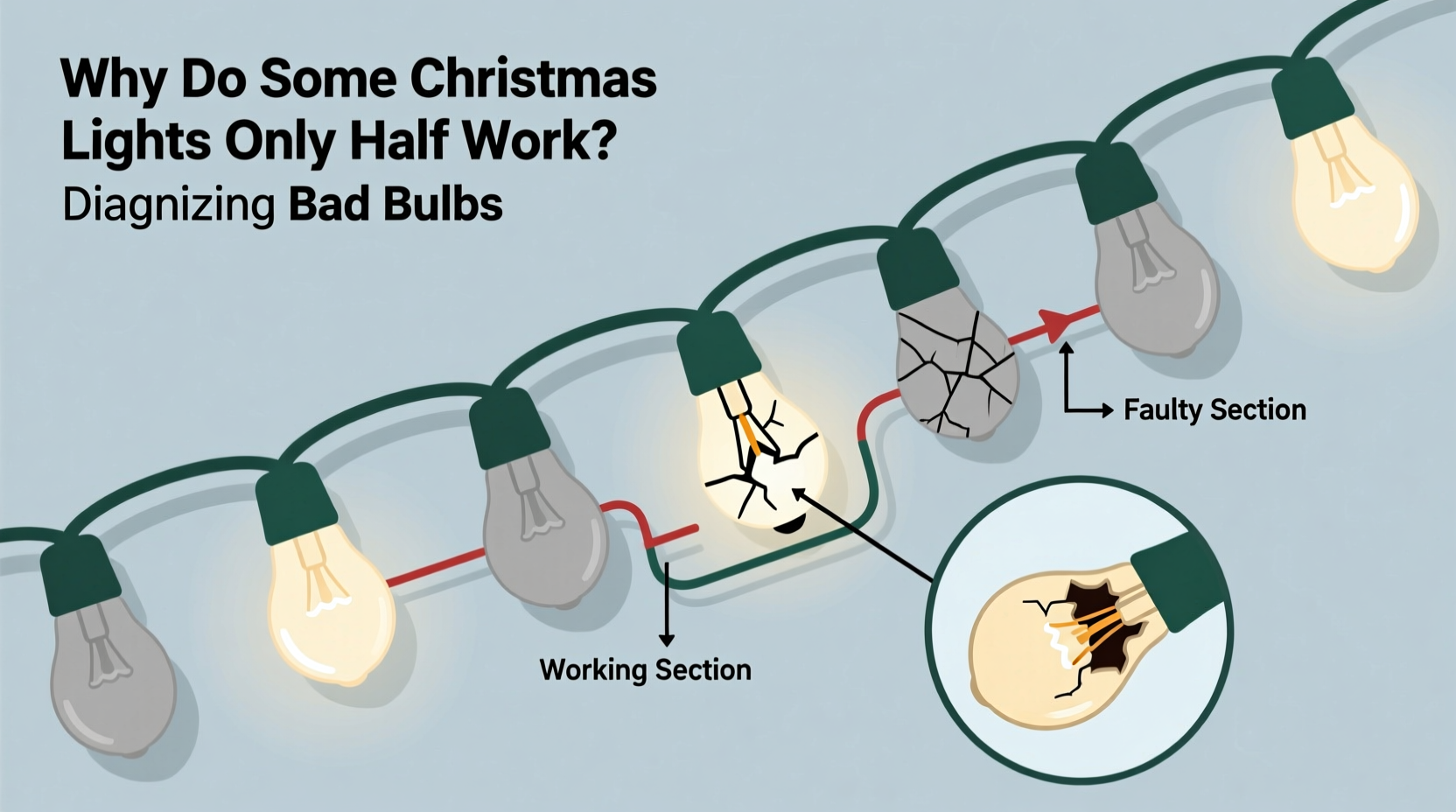why do some christmas lights only half work diagnosing bad bulbs