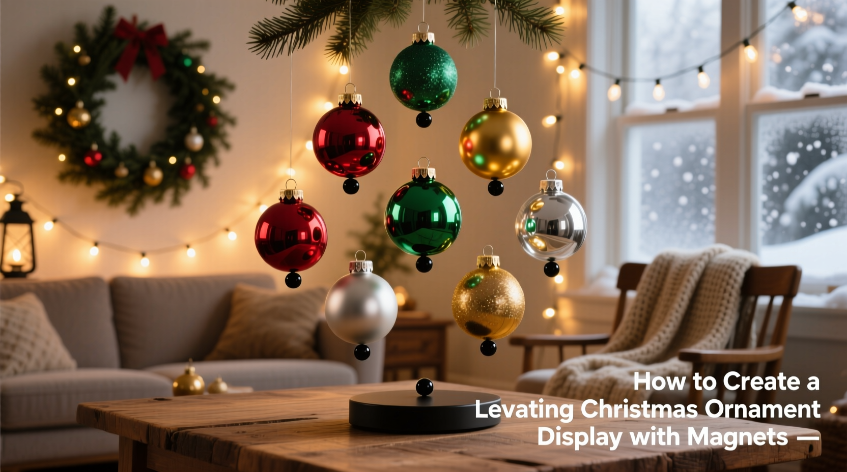 how to create a levitating christmas ornament display with magnets