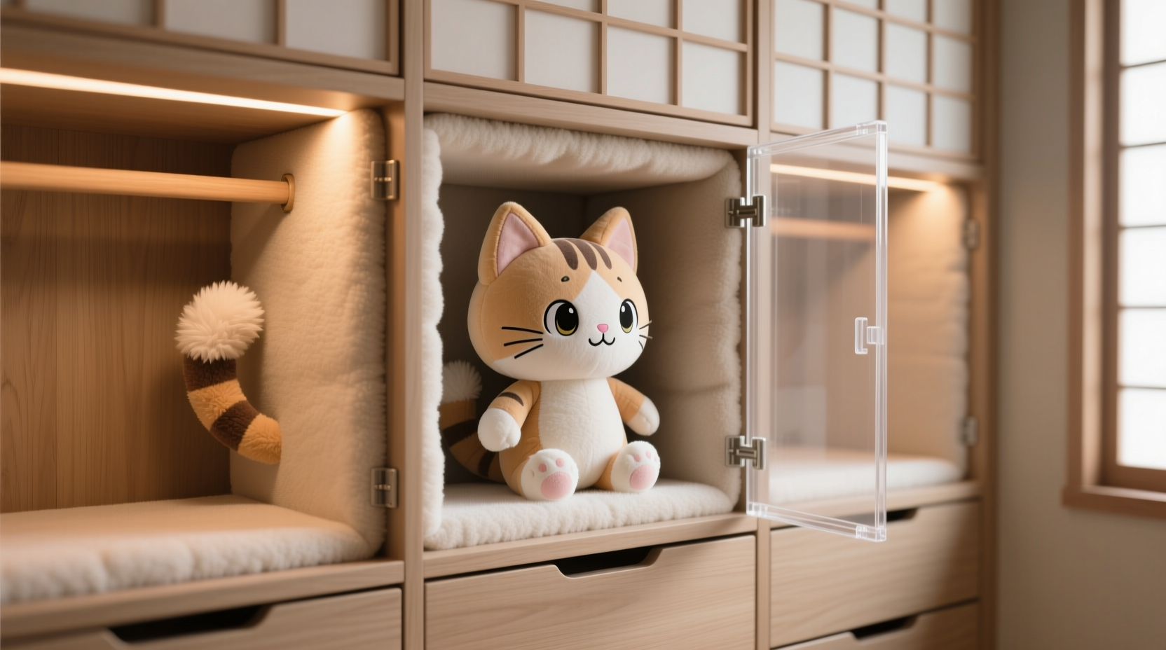 anime plushie closet cubby organization