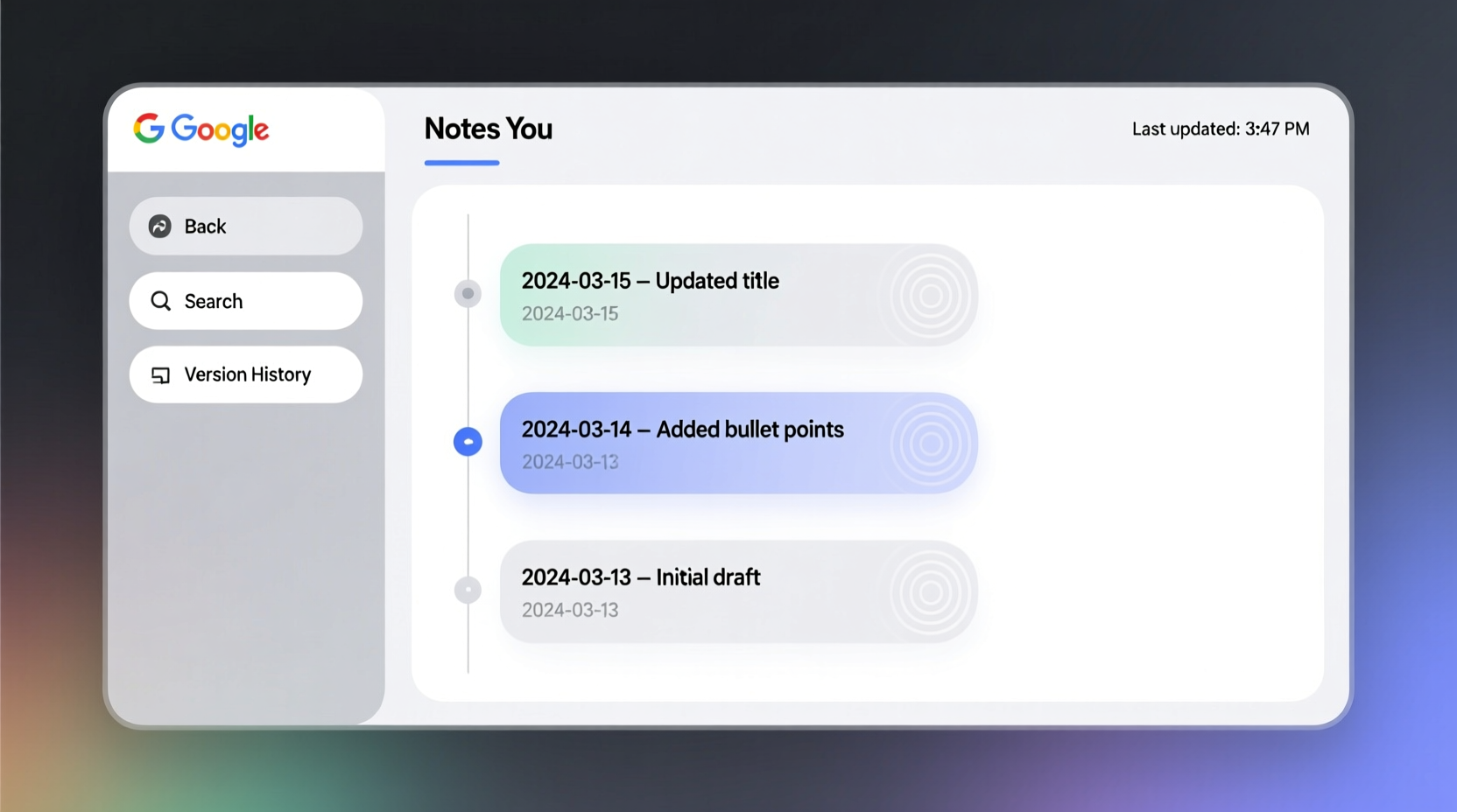 you can finally check a notes version history in google