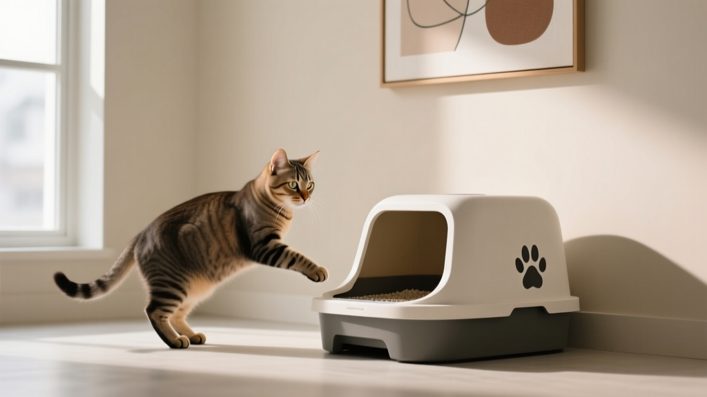 Is a cat using a litter box a learned behavior? Yes