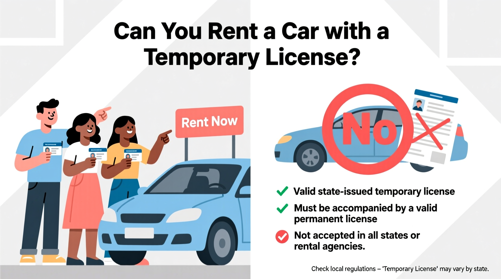can i rent a car with a temporary license