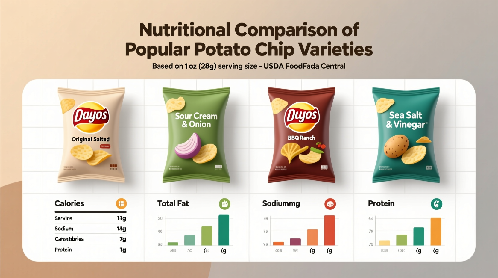 Nutritional comparison of different potato chip varieties