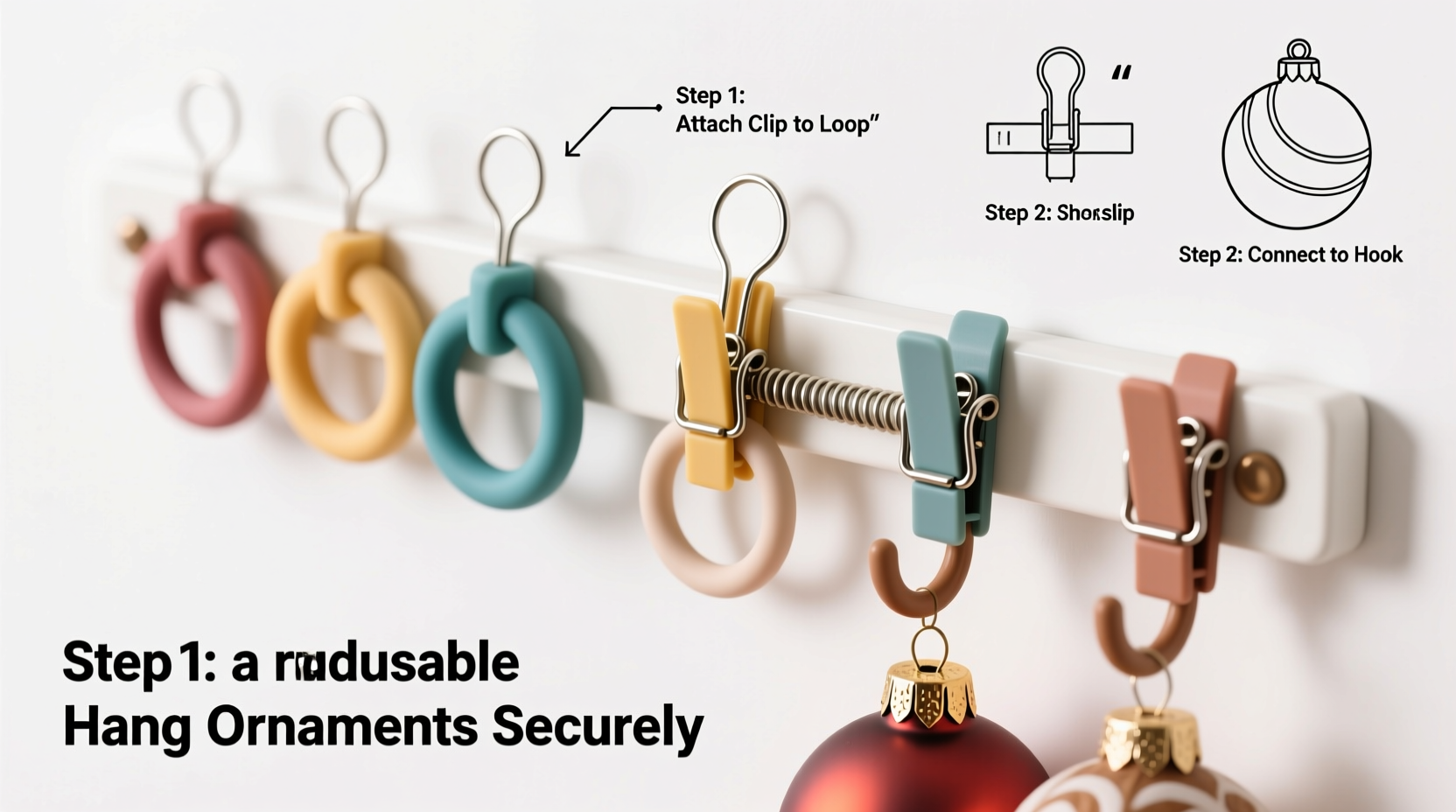 how to make a reusable ornament hanger system using silicone loops and modular clips