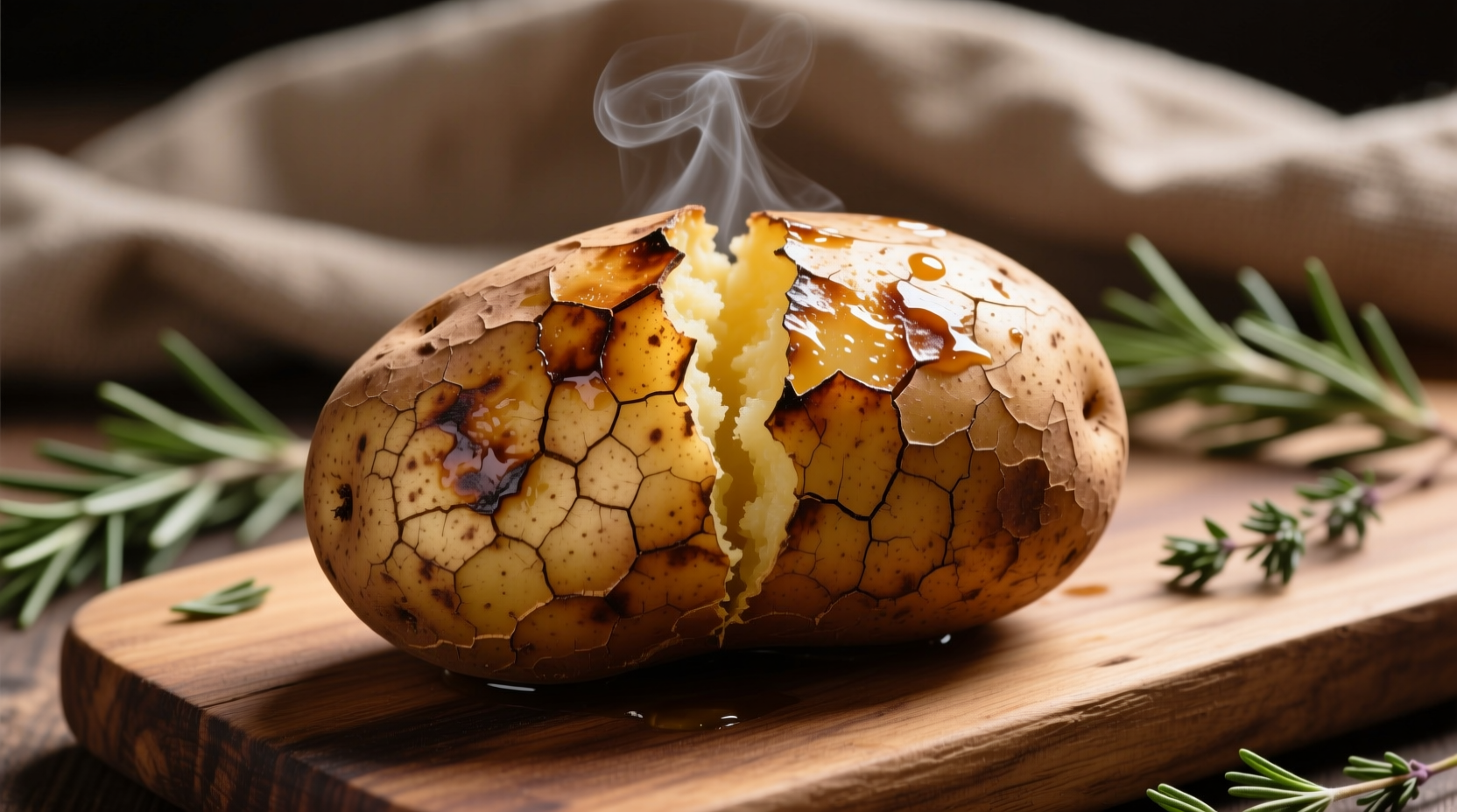 Perfectly baked potato with crispy skin