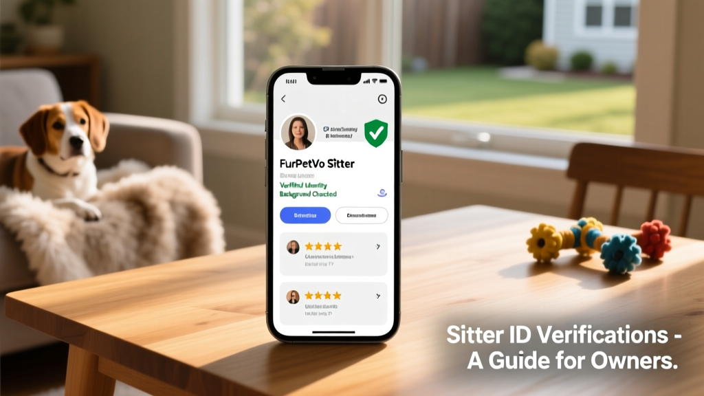 Screenshot of a FurPetVo sitter profile showing verified badges next to contact information and reviews