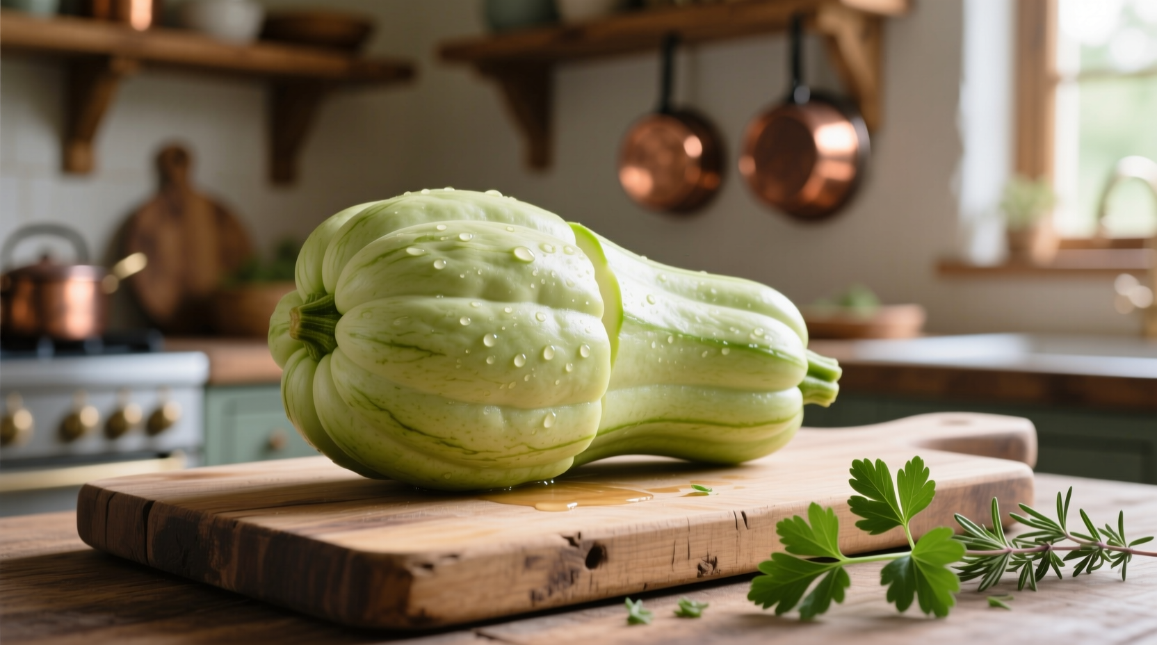 Frisches Chayote Squash auf Schneidebrett
