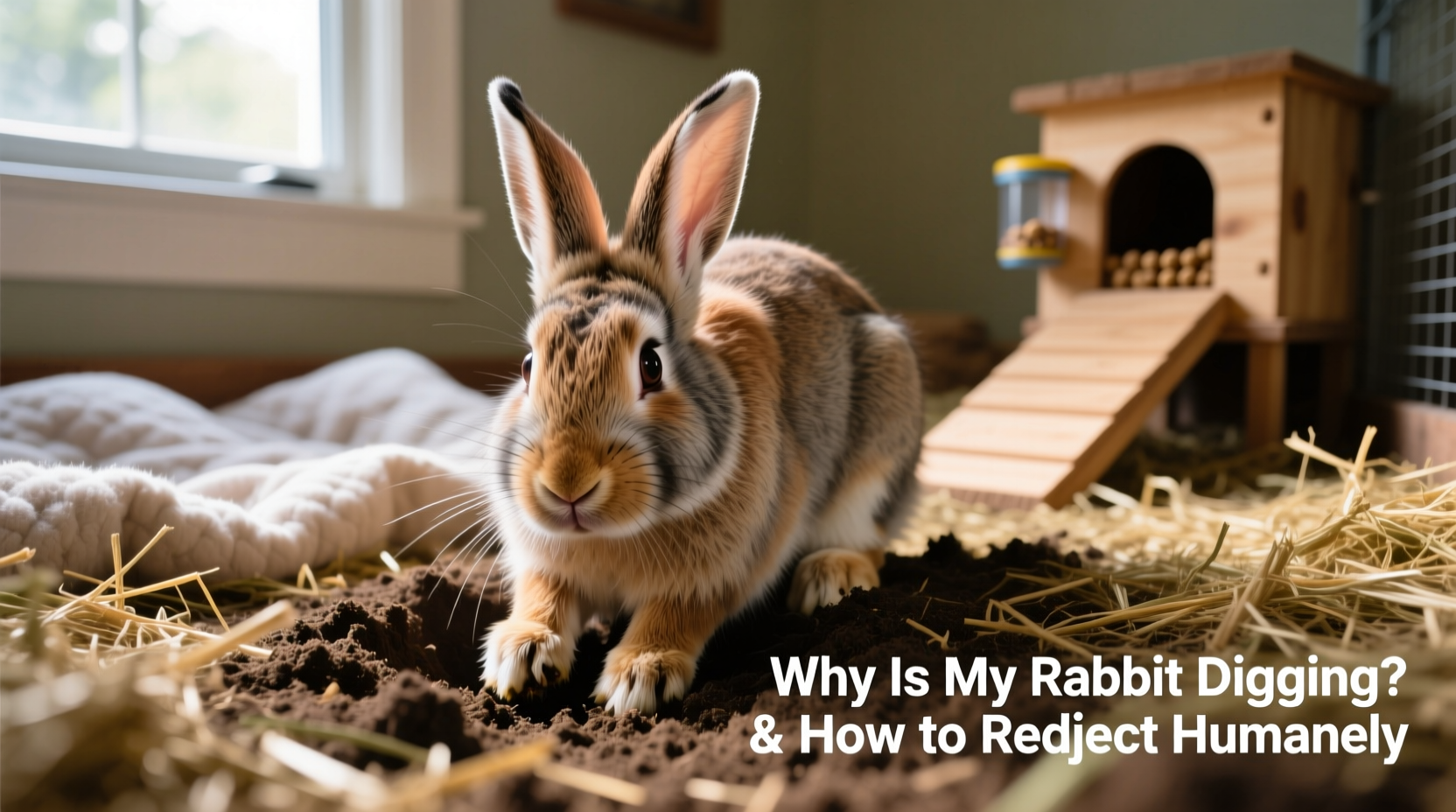 why is my rabbit digging constantly and how to redirect the behavior humanely
