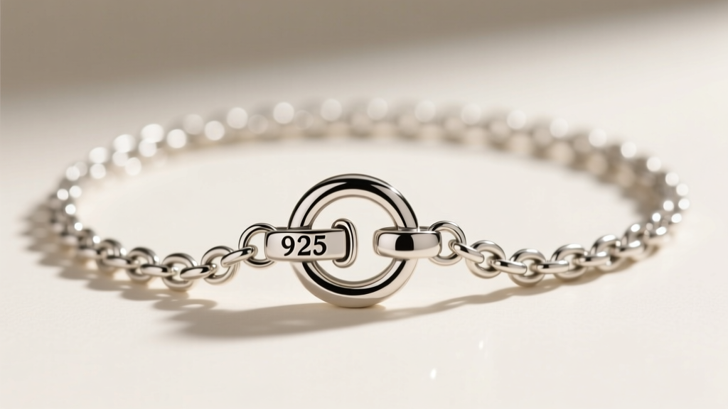 Close-up of a 925 sterling silver rolo chain on a Te Fiti pendant, highlighting the stamped lobster clasp and thick jump ring.