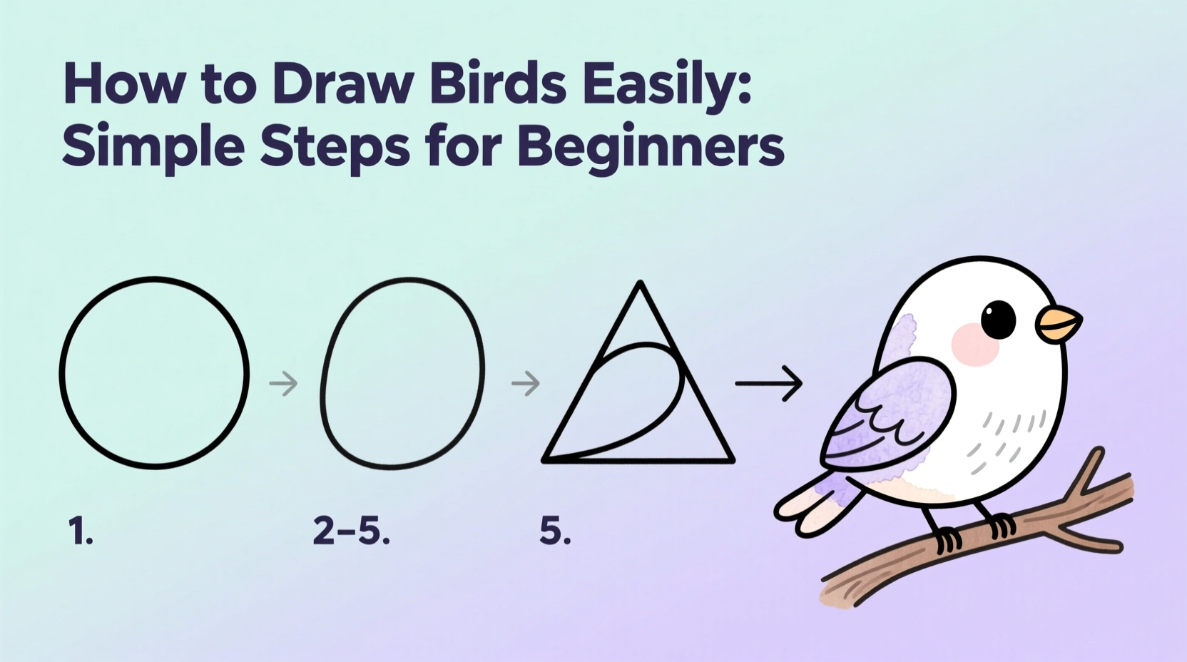 how to draw birds easily
