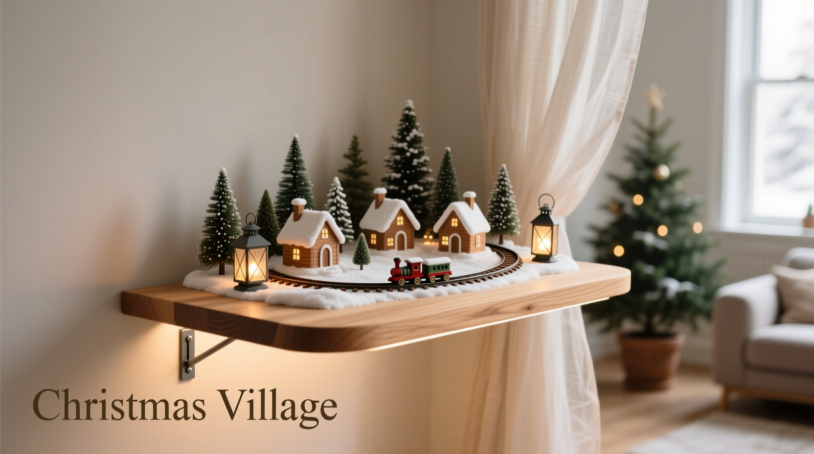how to build a floating corner shelf for displaying christmas village