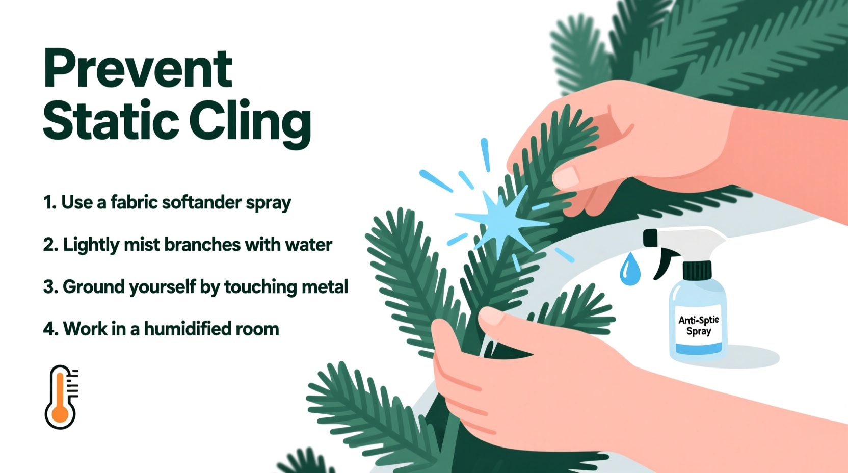 how to prevent static cling when unpacking artificial christmas trees