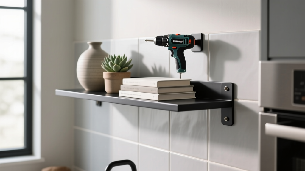 Mount Metal Wall Shelf on Tile Without Drilling