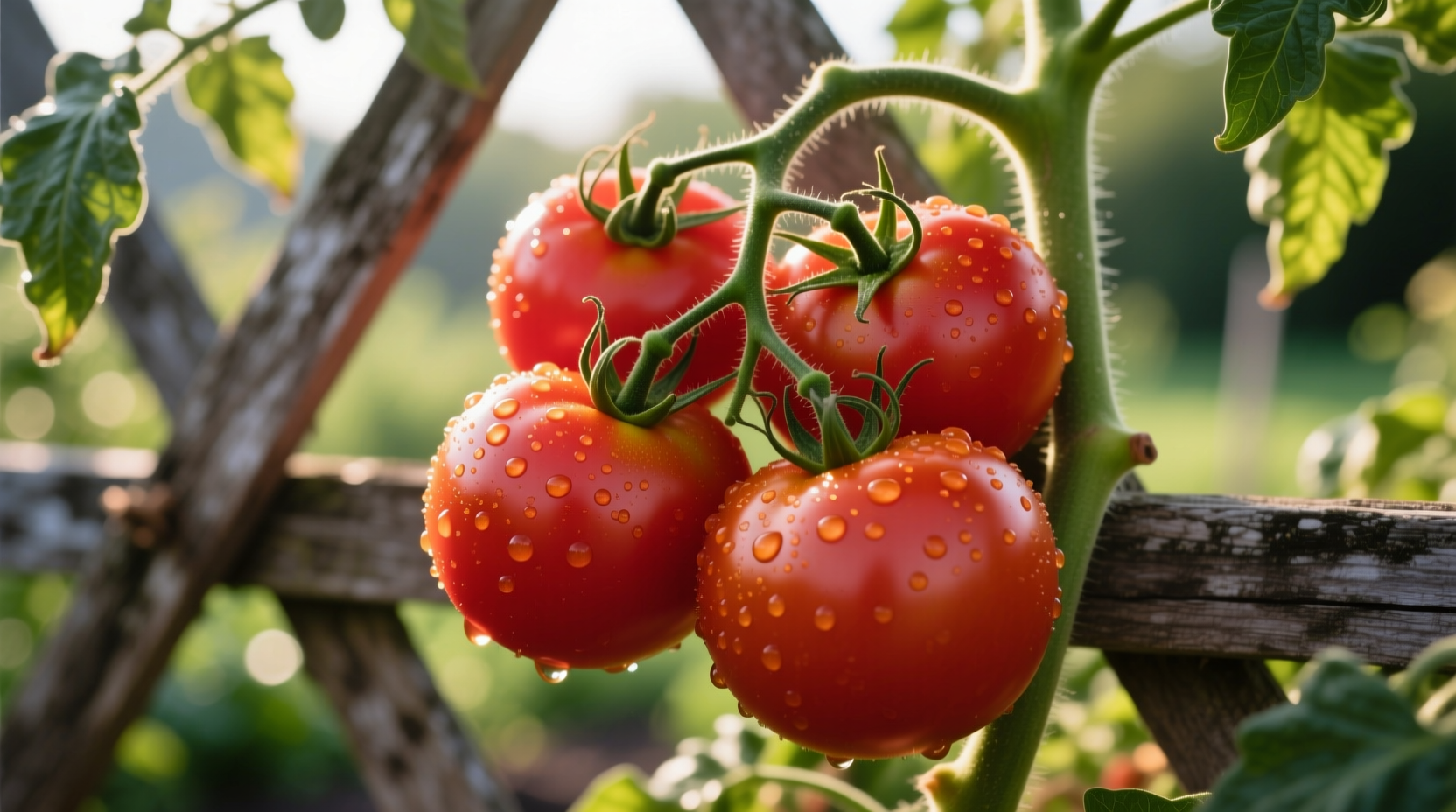 Ripe beefsteak tomatoes on indeterminate vine