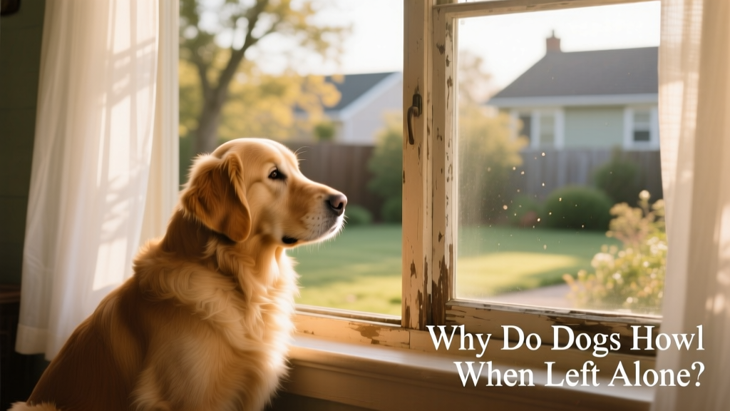 A dog sitting by a window, looking outside while resting its head on the sill