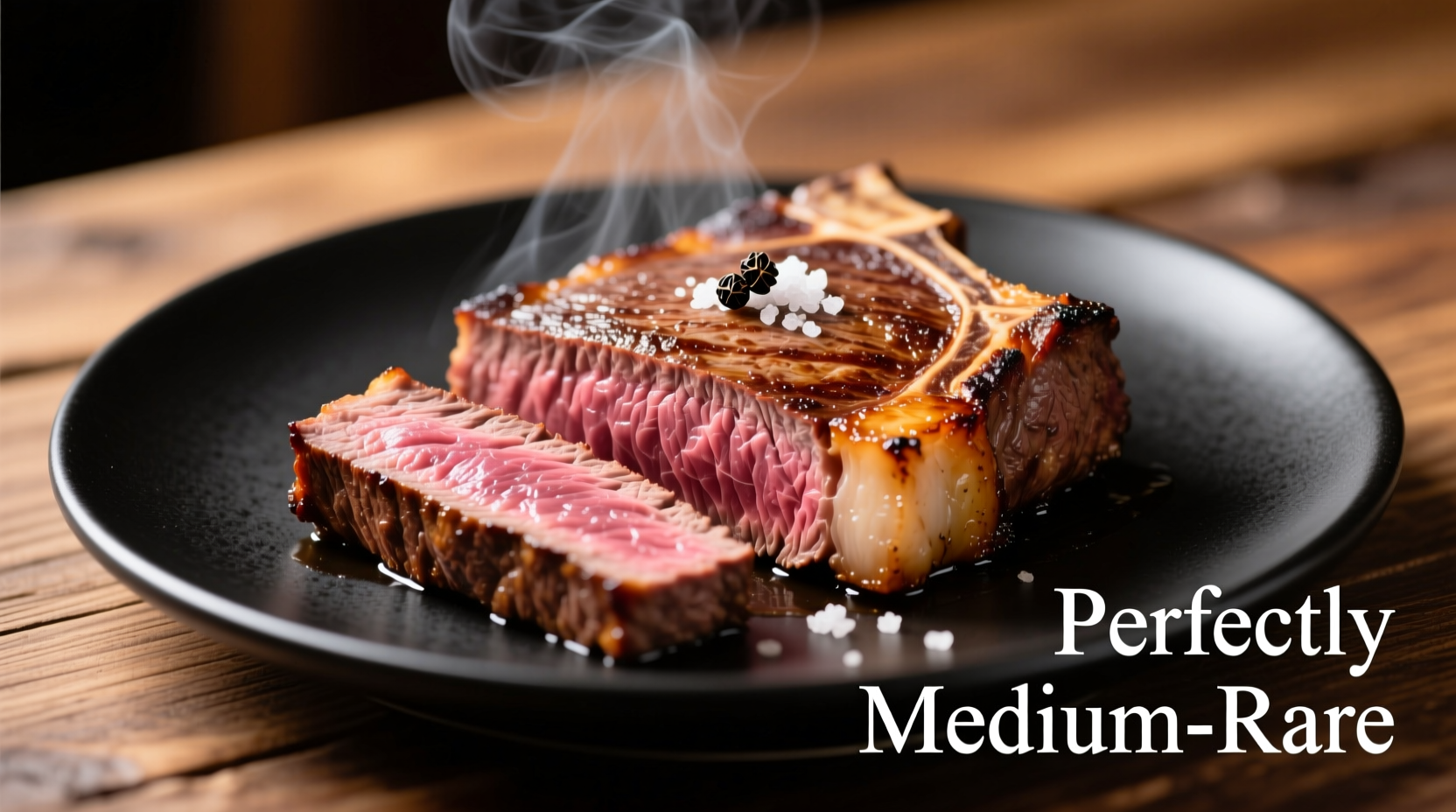 Perfectly cooked medium-rare steak with crust