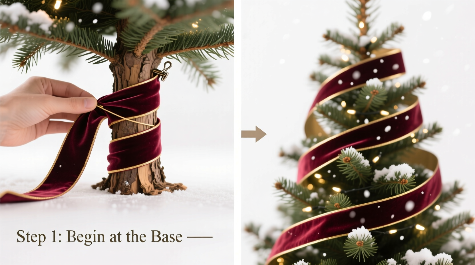 how to put ribbon on the christmas tree