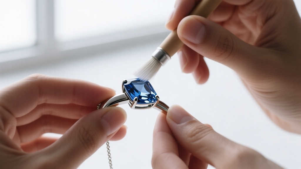 Hands applying clear coating to a cobalt-chrome necklace clasp, preventing skin contact and allergic dermatitis on sensitive skin.