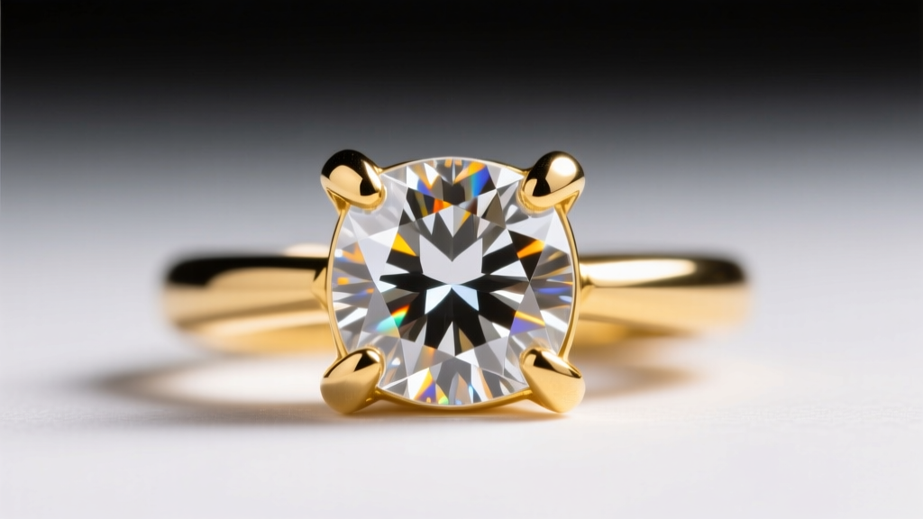 Close-up of a 14k yellow gold four-prong setting holding a cushion-cut moissanite earring, showing secure metal placement.