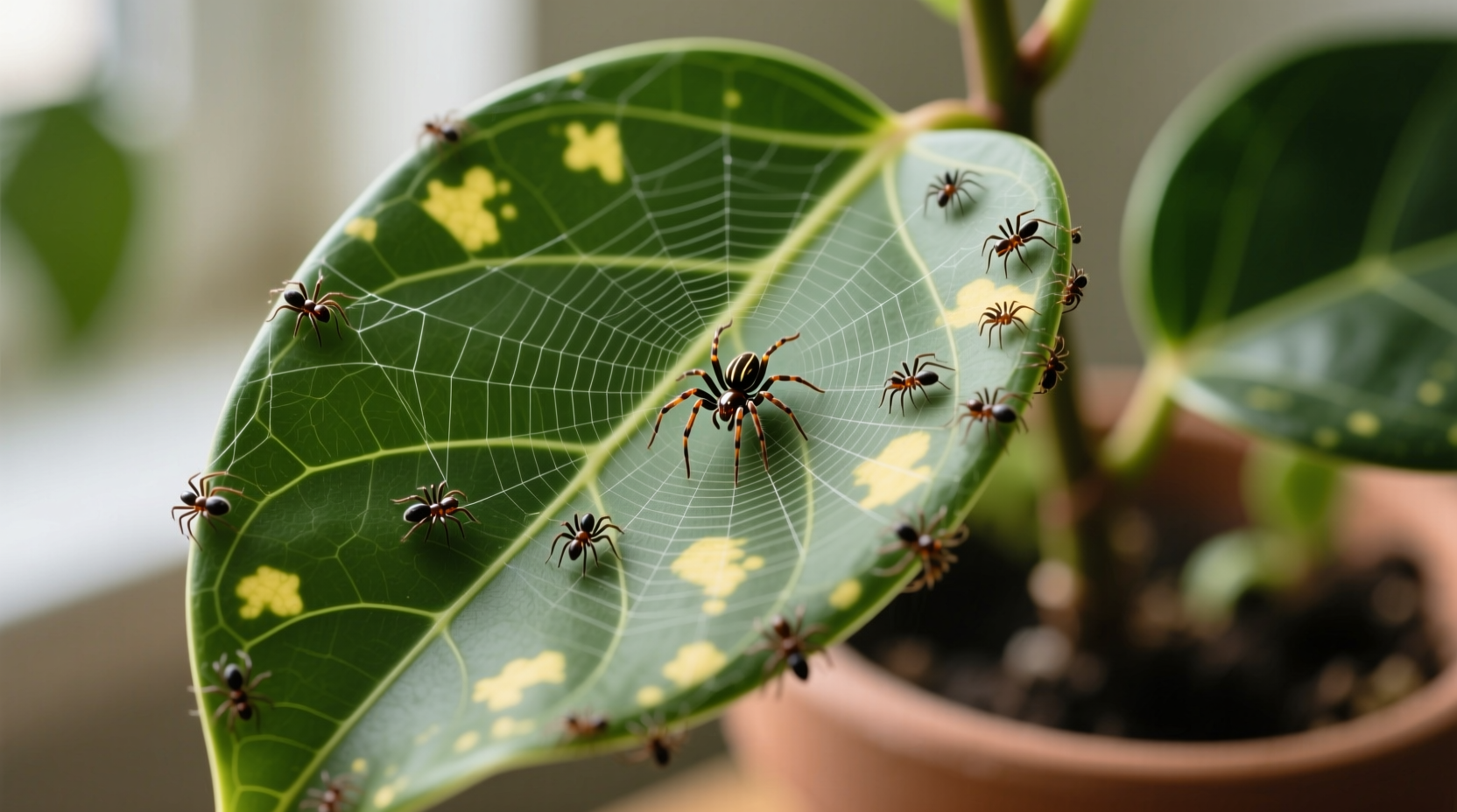 early stage spider mites on houseplants