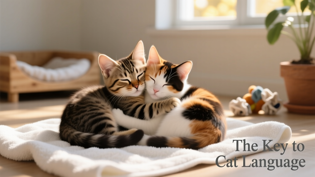 two kittens lying on top of each other on a soft towel, relaxed and intertwined