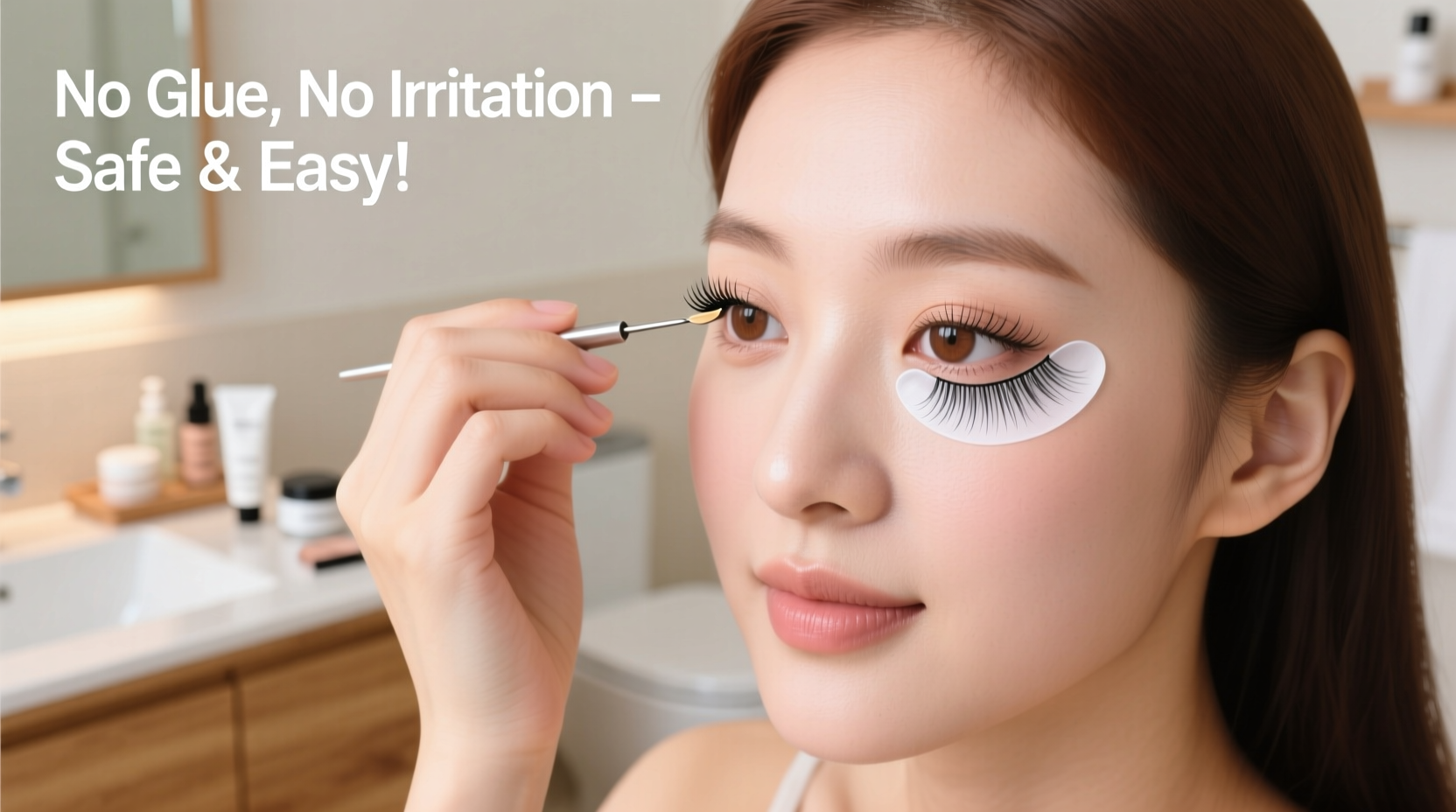 how to apply false lashes without glue alternatives for sensitive eyes