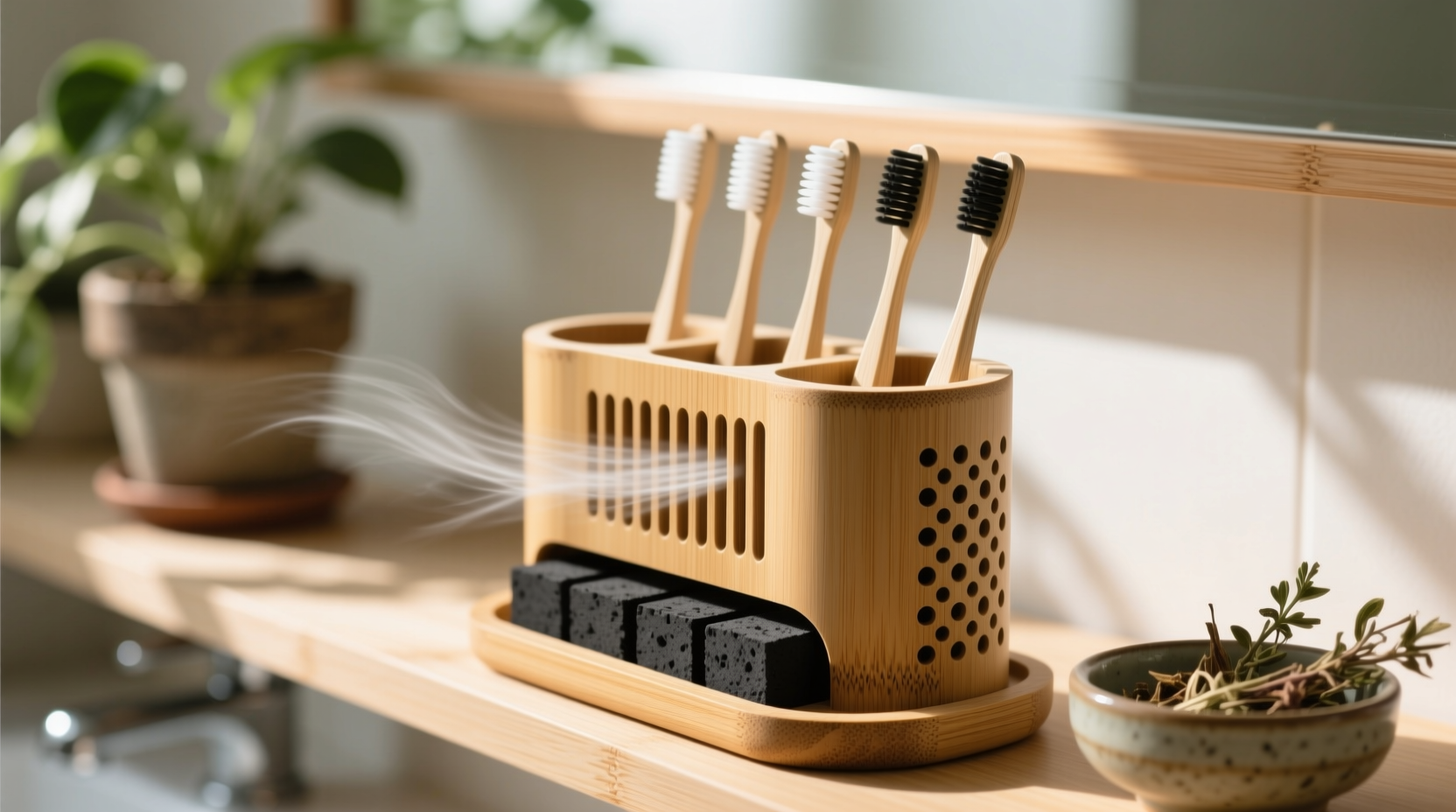 eco friendly toothbrush holder deodorizing