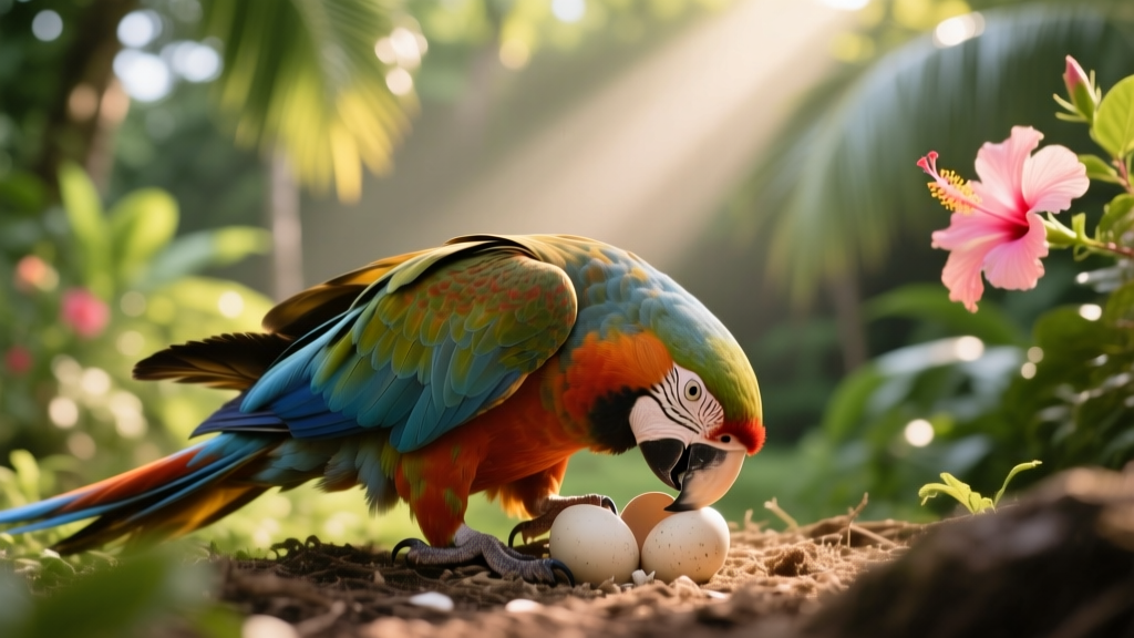 Older Macaw Begins To Lay Eggs