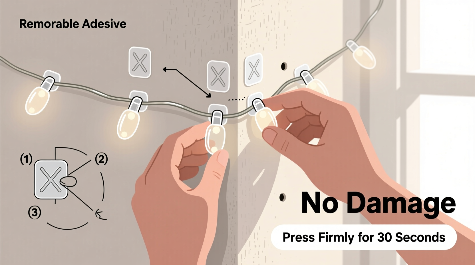 how to hang fairy lights without damaging walls removable adhesive tricks