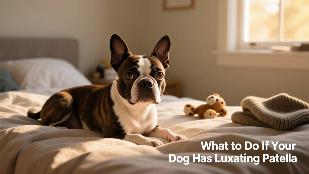 boston terrier laying on bed