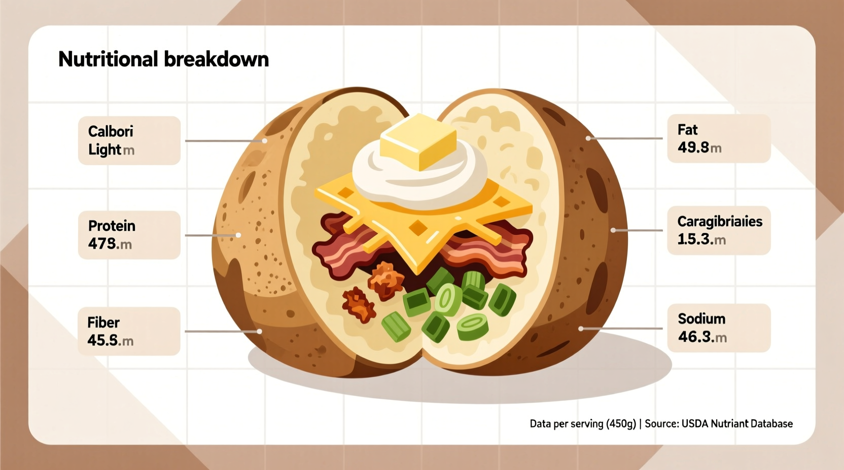 Nutritional breakdown of loaded baked potato components