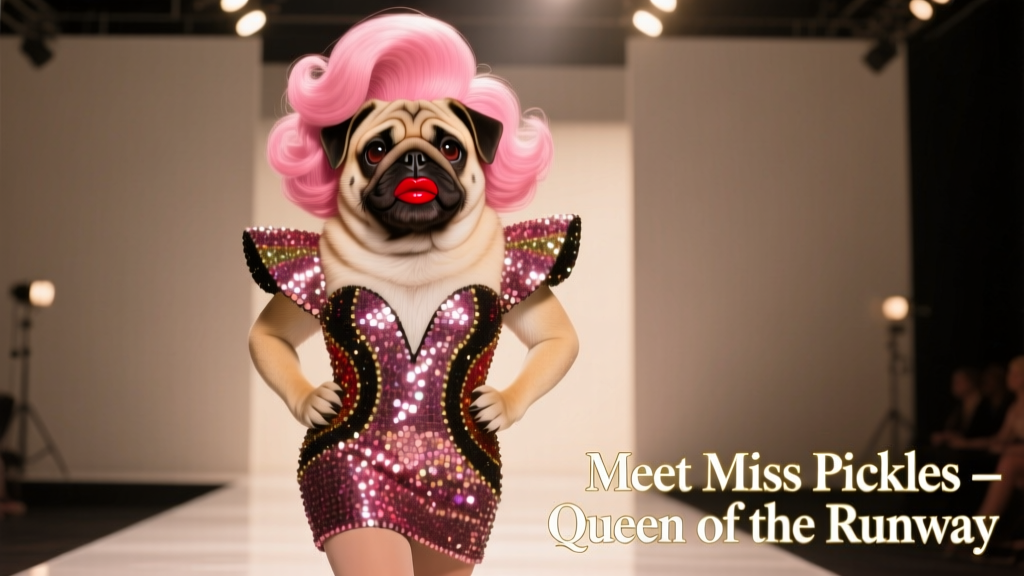 Meet Miss Pickles the Drag Pug, a Former Rescue Dog Now Lighting Up the Runway